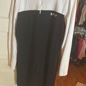 DKNY Black and White Long Sleeve Dress